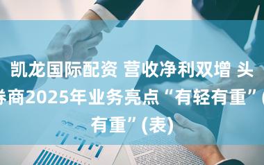 凯龙国际配资 营收净利双增 头部券商2025年业务亮点“有轻有重”(表)